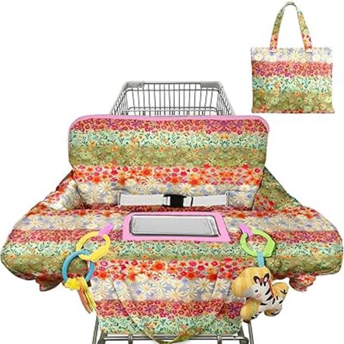Shopping Cart Cover for Baby 2-in-1 High Chair Cover with Safety Harness Multifunctional White Spots Pattern Cart Covers for Babies Soft Padded Grocery Cart Cover for Baby Boy Girl