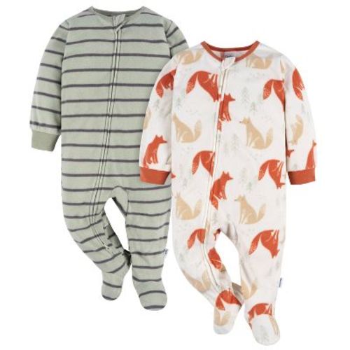 Gerber Baby Boys' Blanket Sleepers, Dinos & Wide Stripe, 2-pack, 6-9 Months