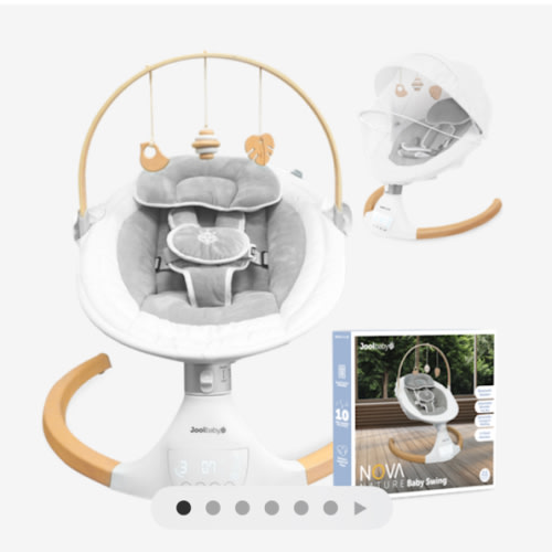 Jool Baby Nova Nature Baby Swing for Newborns – Natural Wood Toys, Electric Motorized Infant Swing, Bluetooth Music