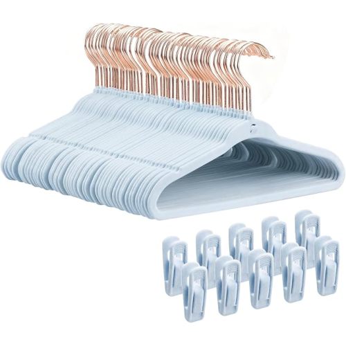 Infant Hangers Velvet, Felt Kids Hangers, 11 in, 50 Pack, Blue