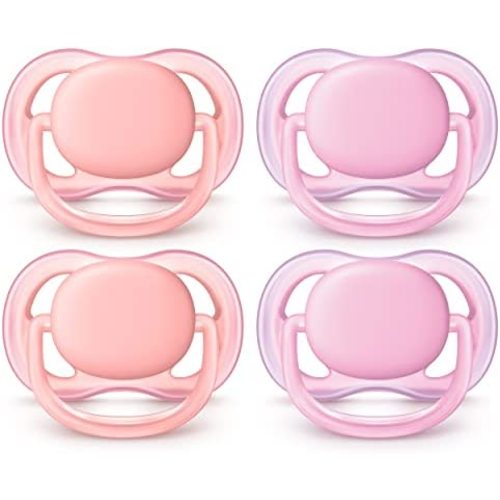 Philips AVENT Ultra Air Pacifier 0-6 Months, Pink/Peach, 4 Pack, SCF245/40