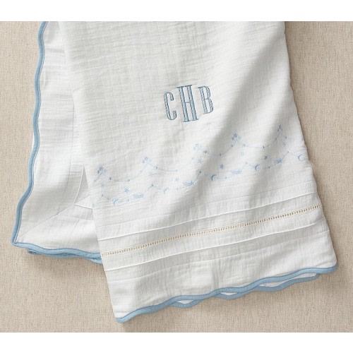 Welcome Home Embroidered Star Oversized Muslin Baby Blanket