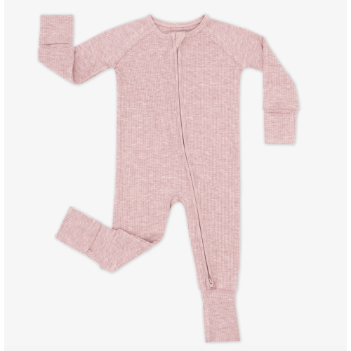 Heather Mauve Ribbed Zippy - Little Sleepies