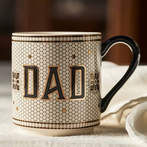 Bistro Tile Stoneware 24k Gold Accent Family Mug - Dad