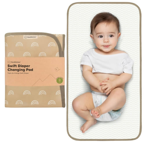 KeaBabies Portable Diaper Changing Pad, Easy Wipe Clean - Foldable Waterproof Baby Changing Mat for Diaper Bag, Compact, Lightweight, 25x13 Newborn, Infant, Baby Changer Travel Essential (Rainbow)