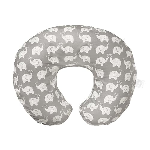Boppy Nursing Pillow Original Support, Gray Elephant Sprinkles, Ergonomic Nursing Essentials for Bottle and Breastfeeding, Firm Fiber Fill, with Removable Nursing Pillow Cover, Machine Washable