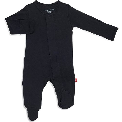 Magnetic Me Footie Pajamas Soft Modal Baby Sleepwear with Quick Magnetic Fastener | Boys and Girls Sleeper Preemie-24 Months - 9-12 Months - Onyx Jet Black