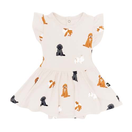 KYTE Baby ™ | Twirl Bodysuit Dress In Style Fluffy Dog