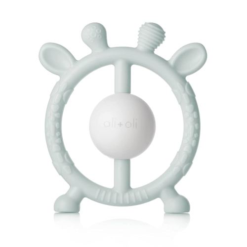Ali+Oli Baby Teether & Rattle (Mist Giraffe) Baby Teething Relief, Silicone Teethers for Babies 3+ Months, Baby Teething Toys w/Multi-Textured Surface, BPA Free & Freezable Teethers for Babies