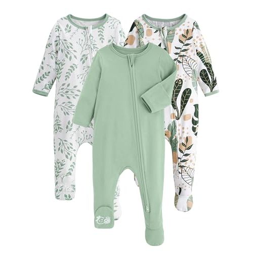 Yoofoss Baby Pajamas 100% Cotton Baby Sleepers for Newborn 0-3 3-6 6-9 Months Boys Girls Clothes 3Pack Soft Footed PJs
