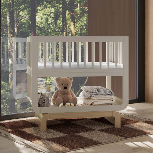 Art of Nursery by Storkcraft Santorini Deluxe Convertible Baby Bassinet, Frosted Oat with Driftwood