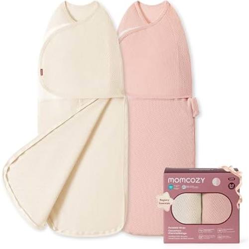 Amazon.com: Momcozy Airflow Baby Swaddle, 100% Cotton Light & Breathable, 0-3Months | Swaddles for Newborns, Ideal for Hot Sleepers, Reduce Startle Reflex, Baby Boys Girls Registry Essentials, 2-Pack, Petal Mist