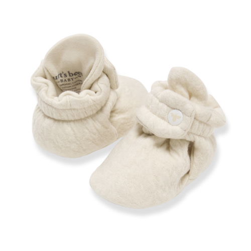 Organic Cotton Quilted Bee Baby Booties Oat