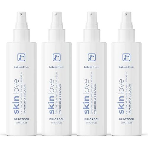 Briotech Baby Skin Love Spray | Gentle Hypochlorous Acid Mist for Soothing, Calming & Cleansing Delicate Skin | Pediatrician-Approved, Added Fragrance-Free | 4 oz (4 Pack)