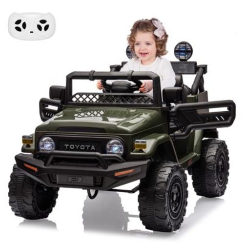 Electric Car, Licensed Toyota 12v Ride-on Car, For Kids With Rc, Music, Led Lights, Double Doors, Safety Belt, Green