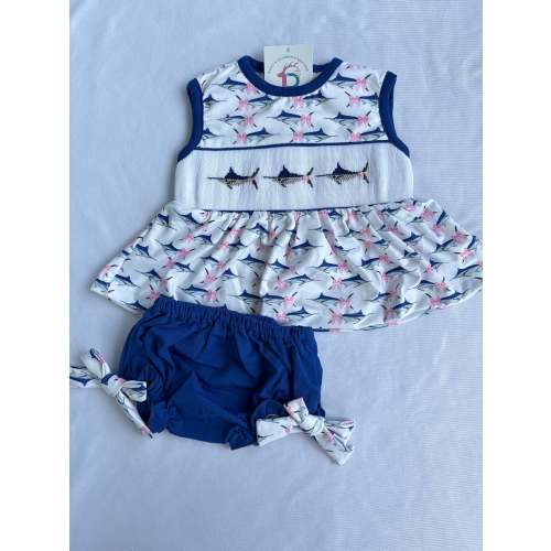 Smocked Marlin Diaper Set for Girls – Dutty's Children's Boutique
