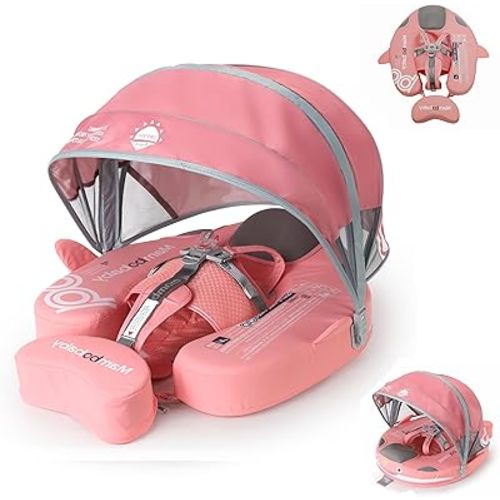 New Baby Swimming Float Mambobaby Float Non-Inflatable Infant Pool Floats, Swimming Floaties with Improved 3D Canopy & Tail, Never Flip Over (Y06NPink-Y06NPCTLOHMQ01Y06)