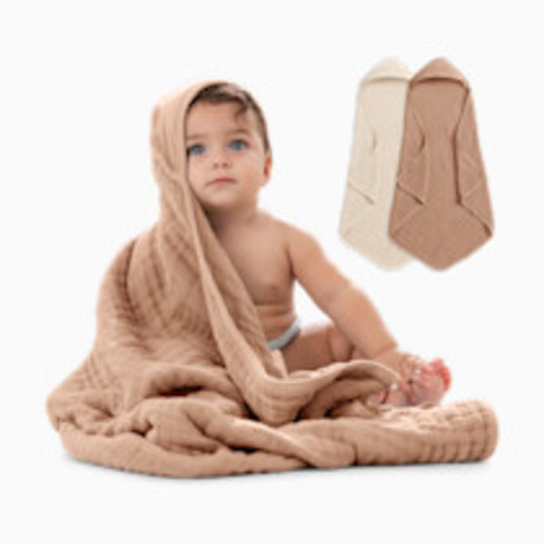 Comfy Cubs Cotton Muslin Hooded Baby Towel (2 Pack) - Cedar And Sand