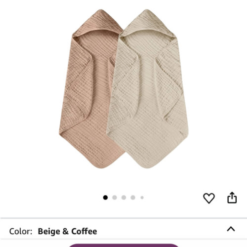 Yoofoss Hooded Baby Towels for Newborn 2 Pack 100% Muslin Organic Cotton Baby Bath Towel with Hood for Babies, Infant, Toddler and Kids, Large 32x32Inch, Soft and Absorbent Newborn Essential