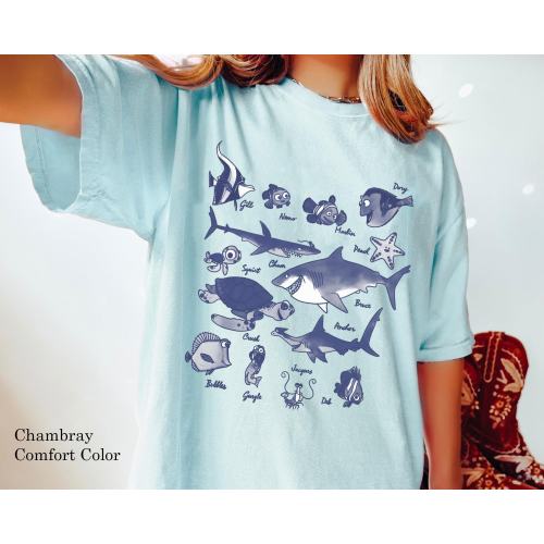 Finding Nemo Textbook Sketches Comfort Colors T-shirt, Disney Sea Animal Shirt, Finding Nemo Shirt, Disneyland Trip, Ocean Animals Lover