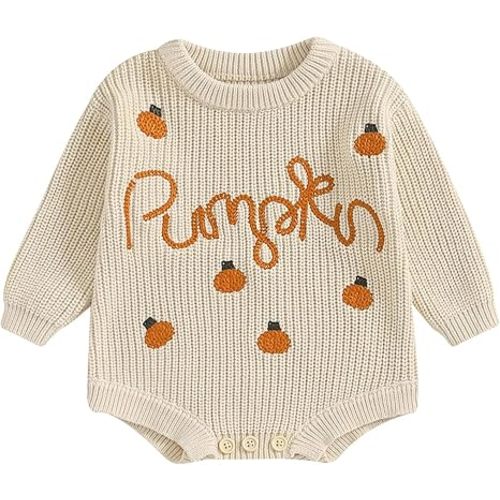 Adobabirl Baby Girl Boy Knitted Sweater Bubble Romper Long Sleeve Jumpsuit Festival Outfit Fall Winter Spring Clothes
