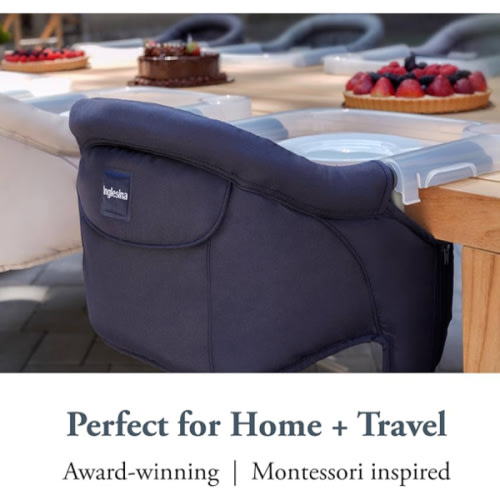 Inglesina Fast Table Chair - Navy + Fast Dining Tray - Portable Baby High Chair - for Babies & Toddlers up to 37 lbs - Fits Tables 0.8'' to 3.5'' Thick - Compact & Easy to Use - Travel Bag Included