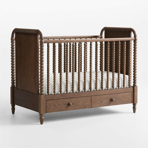 Jenny Lind Heirloom Deep Brown Wood Convertible Storage Crib