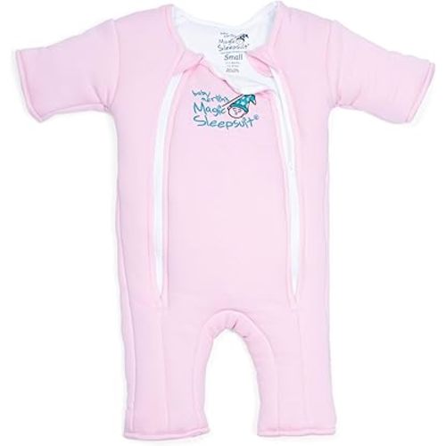 Magic Sleepsuit Baby Merlin's Cotton Baby Swaddle Transition Product - Soft and Cozy Design, Double Zipper for Easy Diaper Changes, Promotes Safe Sleep, 3-6 Months - Pink - Small 12-18lbs