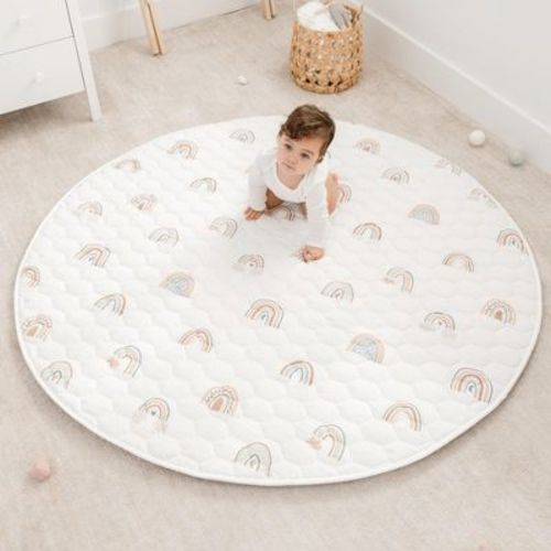 Premium Play Mat - Soft and Comfortable Kids & Toddler Play Mat with Non-Slip Bottom By Comfy Cubs - Blush, Round 60"
