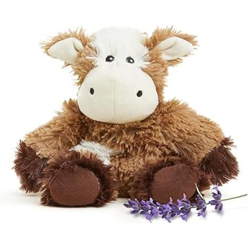 warmies Junior Microwavable & Weighted Stuffed Animals, Cow - Heated Stuffed Animal Plushie for Warmth & Comfort - Cute Soft Plush Toys for Adults & Children (Boys, Girls, Babies & Toddlers)