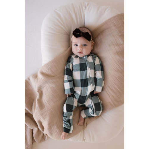 Bamboo Zip Pajamas | Evergreen Gingham