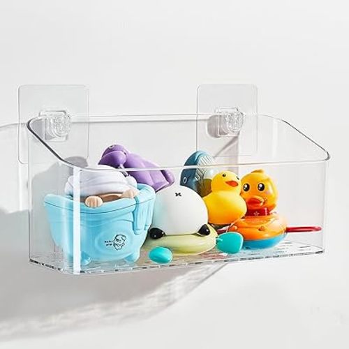 Bath Toy Storage Holder for Bathtub, Clear Bath Toy Organizer Large Capacity Bathtub Toy Storage Shower Caddy for Bathroom (1 Large)