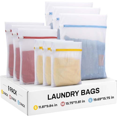 ZeenArt Mesh Laundry Bag, Laundry Bag with Zipper for Clothes, Socks and Underwear, 9 Pcs