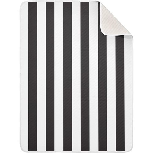 Black White Stripes Baby Blanket for Boys Girls, Cotton Soft Warm Cozy Receiving Swaddle Blankets, Crib Blankets for Nursery Stroller, 30" x 40"