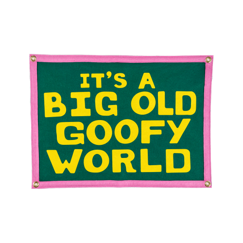 It's A Big Old Goofy World Camp Flag • John Prine x Oxford Pennant