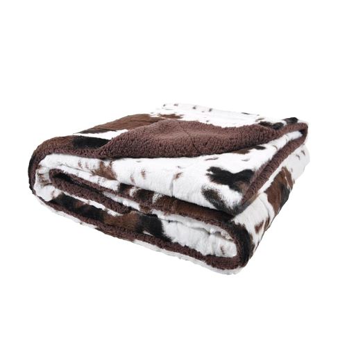 Tadpoles Furry Cowhide Print Throw Blanket - Double Layer 50"x60" Reversible Plush & Sherpa Polyester - Lightweight for Sofa, Bed, Camping & Picnic