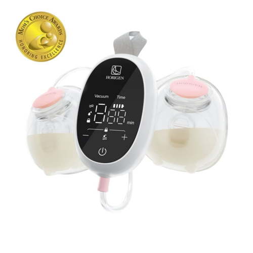 Horigen D6 Pink Electric Hands Free Breast Pump Wearable Lower Noise Breastfeeding Strong Suction 180ml/6oz
