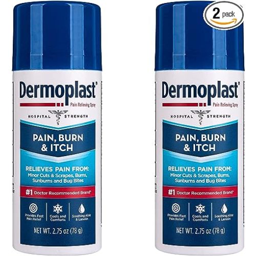 Dermoplast Pain, Burn & Itch Relief Spray for Minor Cuts, Burns and Bug Bites, 2.75 Oz, Pack of 2 (Packaging May Vary)
