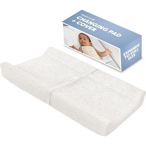 Jool Baby Changing Pad - Contoured, Waterproof & Non-Slip, Includes a Cozy, Breathable, & Washable Cover (Off-White/Wave)