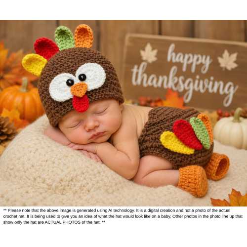 Crochet Turkey Hat and Diaper Cover - Baby Photo Prop - Baby Turkey Hat - Newborn Turkey Outfit - Thanksgiving - Preemie to 6 Months