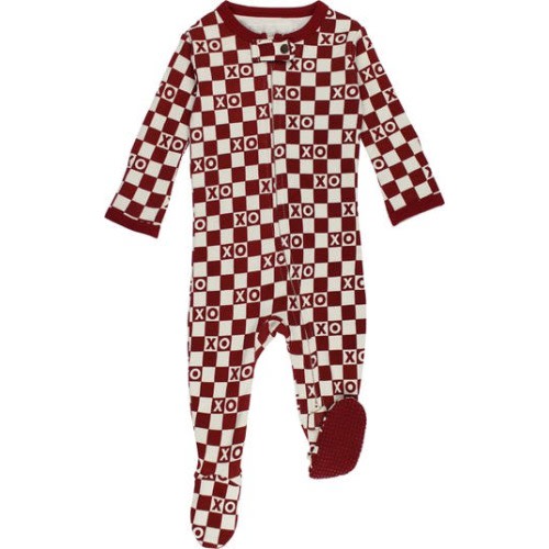 XO Checkerboard Organic Cotton Zip Footie, 0-3m (7-12 lbs)