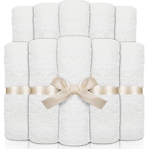 Utopia Towels Premium Bamboo Baby Washcloths (White, 10 Pack, 10x10 inches) Extra Soft and Highly Absorbent Towels For Delicate Baby Skin, Exceptional Present For...