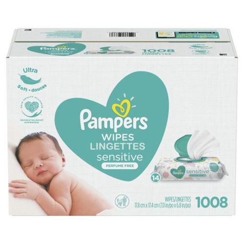 Pampers Baby Wipes Sensitive Perfume Free 14X Pop-Top Packs