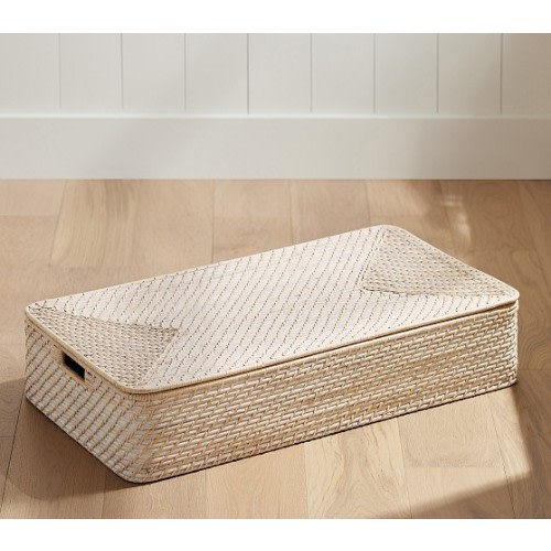 Quinn White Washed Lidded Underbed Storage | Pottery Barn Kids
