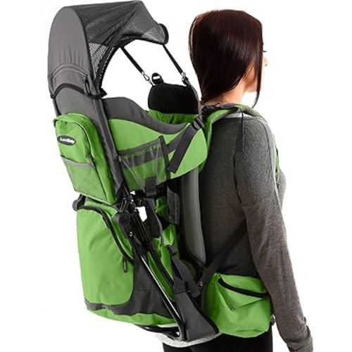 Hiking Baby Carrier Backpack - Comfortable Toddler/Baby Backpack Carrier System with Diaper Change Pad, Insulated Pocket + Rain and Sun Hood to Protect Your Child