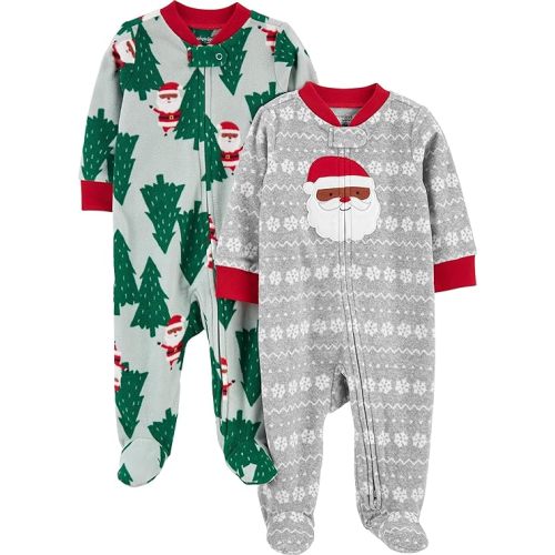 Simple Joys by Carter's unisex-baby In 2pk Fleece Snp Santa Trees
