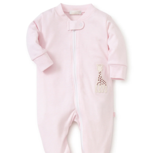 Sophie la girafe Pink Stripe Zip Front Footie