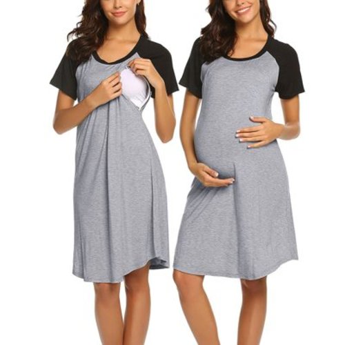 Uinagy Women Maternity Dress Nursing Baby Nightgown Breastfeeding Nightshirt Sleepwear