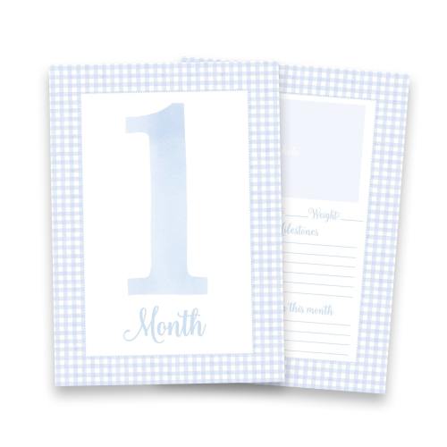 Watercolor Baby Milestone Cards Two Sided | Gingham Milestone Card