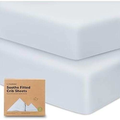 KeaBabies 2-Pack Organic Crib Sheets for Boys, Girls - 52x28 Fitted Crib Mattress Sheet Neutral, Breathable Jersey Cotton Cover for Baby Bed, Toddler Mattress, Soft & Cute Prints (Hazy Blue)